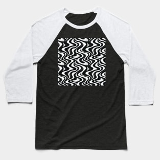 Monochrome Waves: Modern Abstract Ebb and Flow Baseball T-Shirt